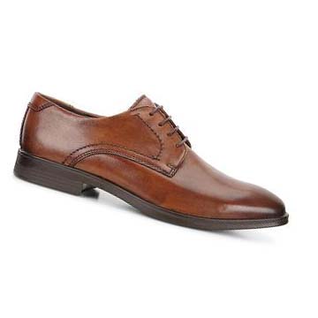 Men's Ecco Melbourne Tie Dress Shoes Brown | USA 522AHK